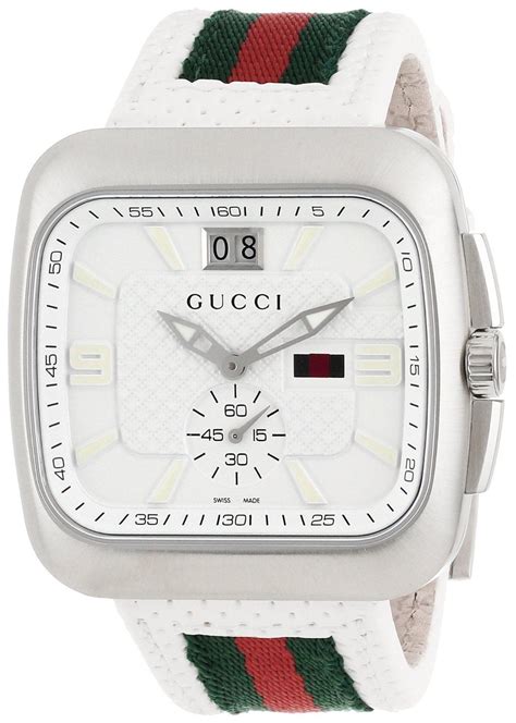 striped gucci watch white leather|vintage Gucci watch leather band.